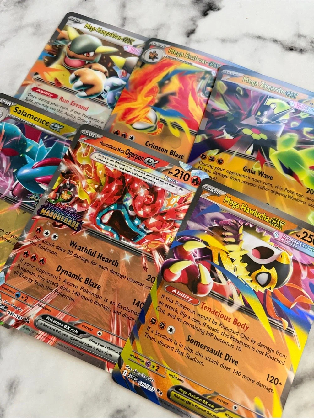 6 JUMBO POKEMON CARDS - Salamence ex, zygarde ex, kangaskan ex